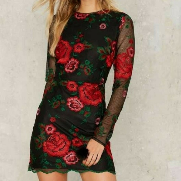 Nasty Gal Dresses & Skirts - Flash sale Nasty Gal Get Sprung Embroidered Dress